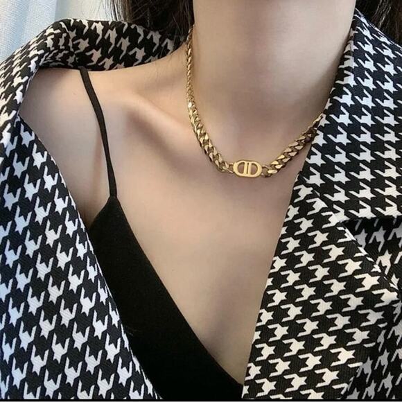 18K Gold Plated Designer CD 18K Chain Necklace - Picture 3 of 12